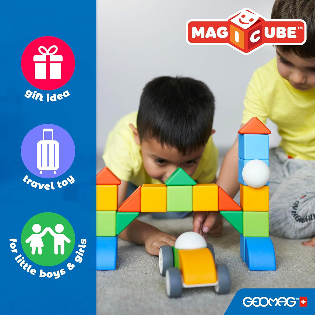 Geomag Magicube - 24 Würfel - Magnetisches Konstruktionsspielzeug für Kinder - Green Line - Lernspie