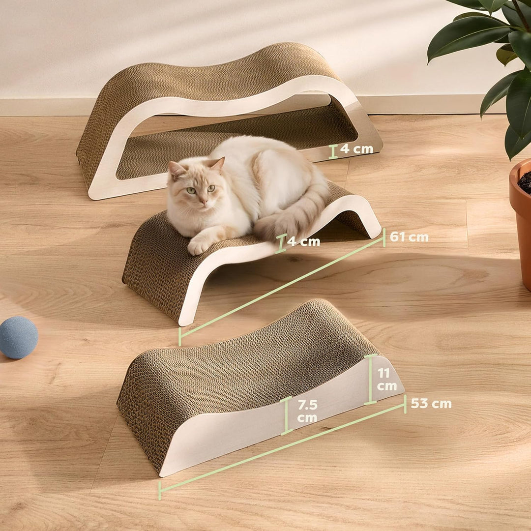 Knupis Kratzmöbel Kratzbrett Katze 3-teilig XXL 75cm – Besonders Kratzfeste Kratzpappe zur Krallenpf