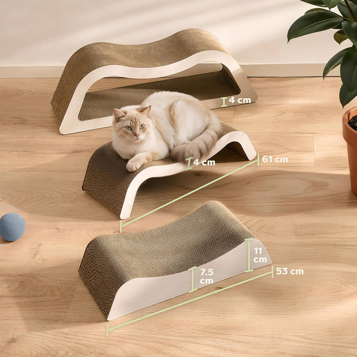 Knupis Kratzmöbel Kratzbrett Katze 3-teilig XXL 75cm – Besonders Kratzfeste Kratzpappe zur Krallenpf