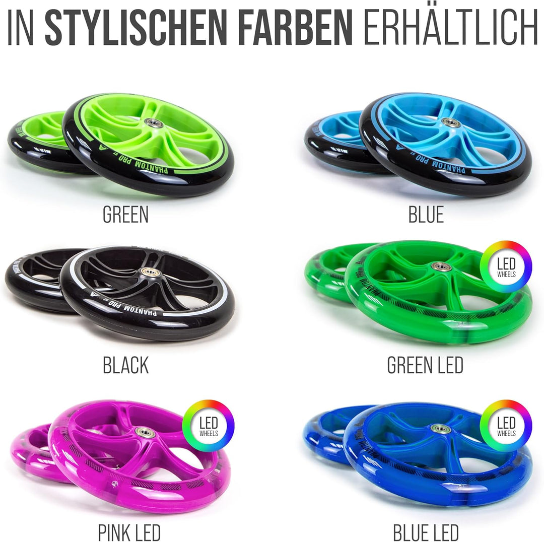 Apollo City Scooter 200mm Ersatzräderset - Pro Wheels mit ABEC 7 Kugellager, Roller Rad Ersatz-Räder