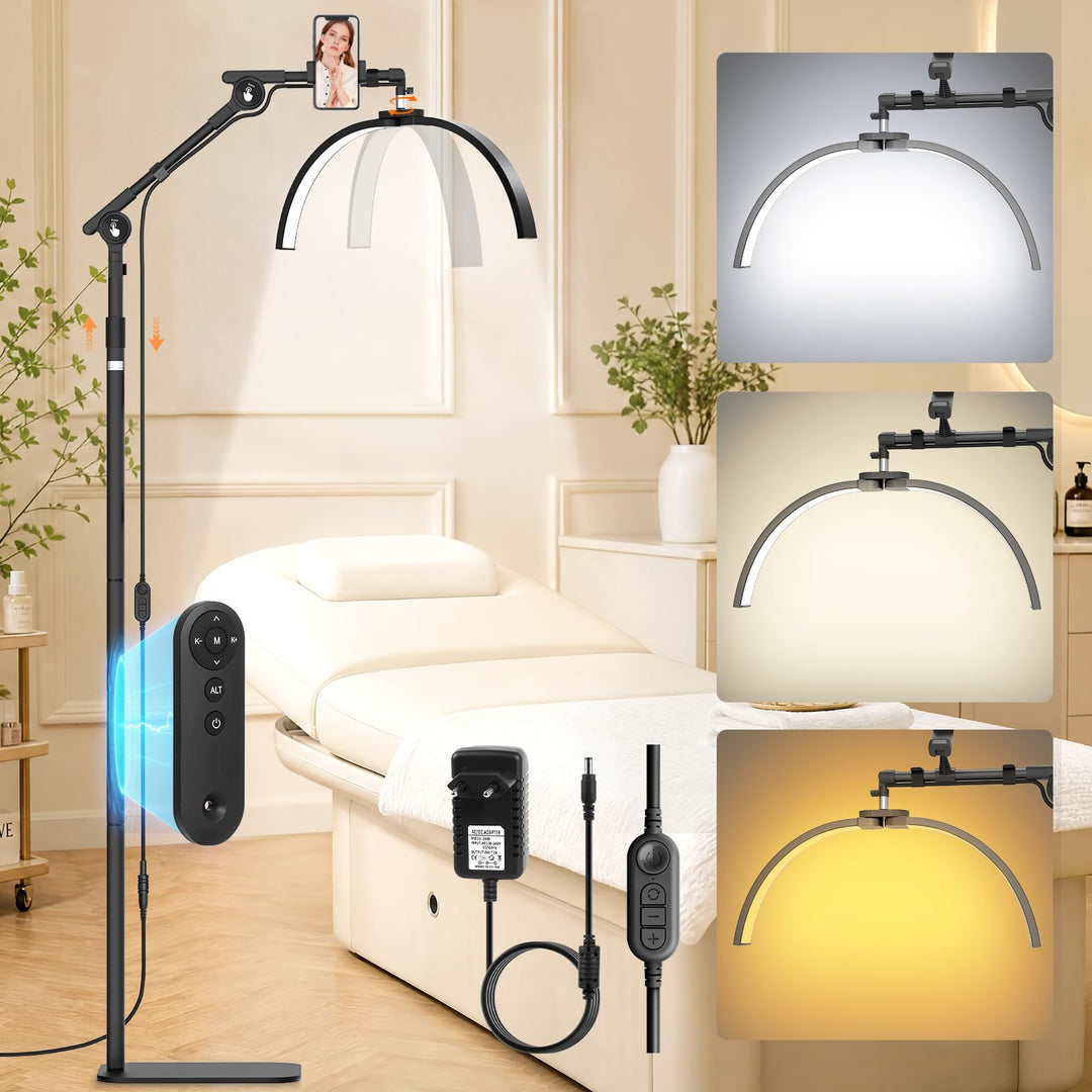 LED Halbmond Wimpern Lampe: 21in Faltbar Wimpernverlängerung Lampe mit 3 Dimmbaren Farben &amp; Drehbar