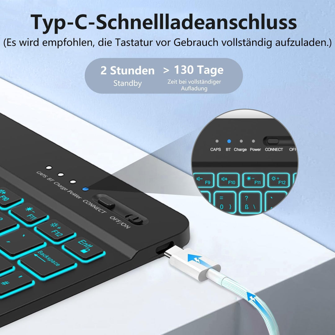 aMZCaSE für iPad A16 10/11th Generation Case mit Tastatur 11/10.9 Zoll(2025/2022),7 Farben Hintergru