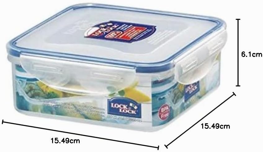 Lock & Lock HPL823 Frischhaltebox, quadratisch, 870 ml, 6 Stück