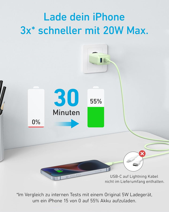 Anker 20W USB C Ladegerät, iPad Netzteil, Schnellladenetzteil, iPad Ladegerät, Kompatibel mit iPhone