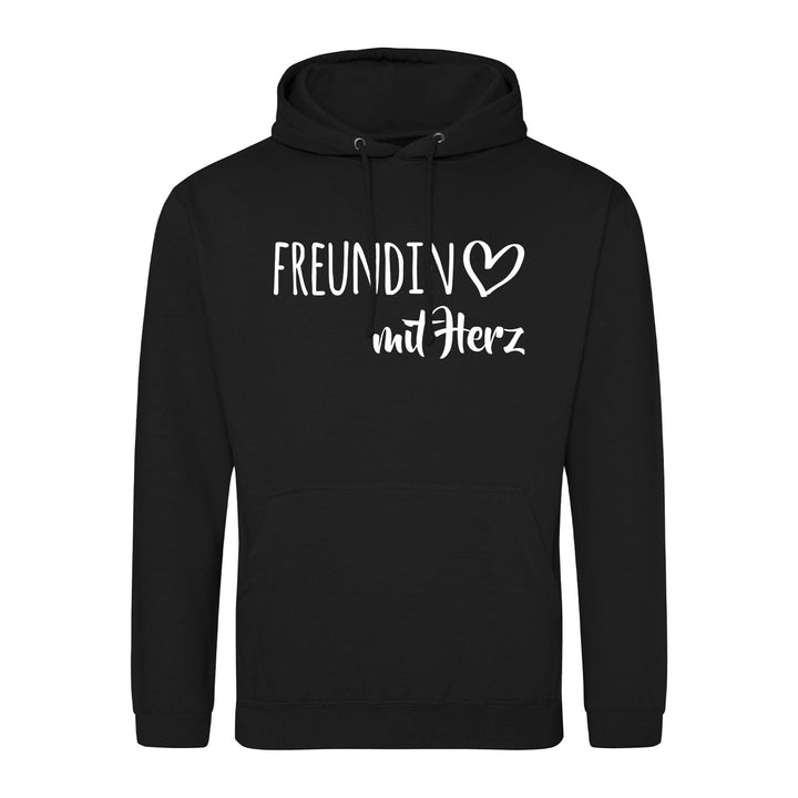 huuraa Unisex Hoodie Freundin mit Herz Pullover Vegan Grösse 3XL Deep Black mit Motiv für die tollst