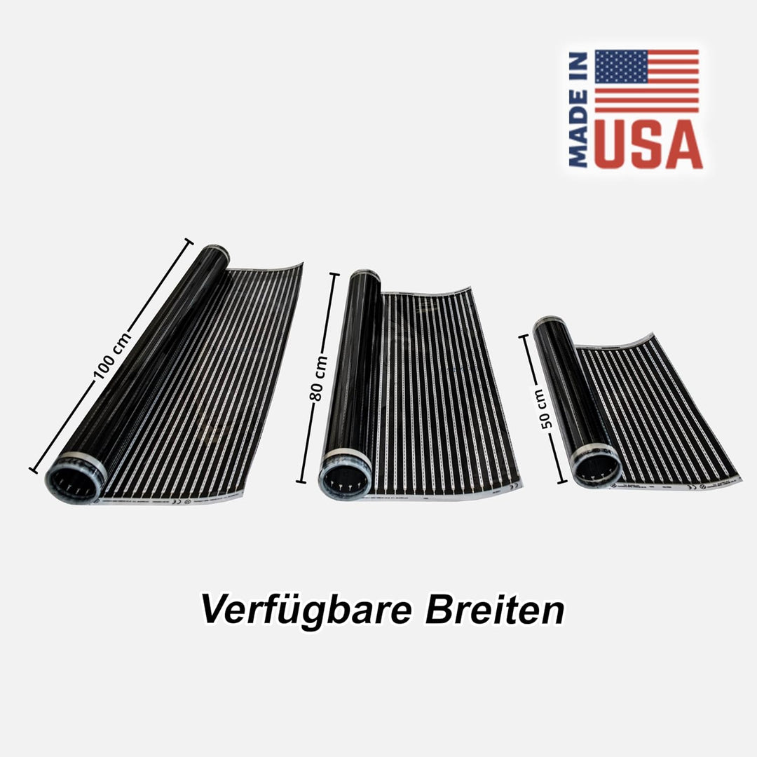 Calorique Infrarot Heizfolie Elektrische Fussbodenheizung 50 cm Set 90 W/m² 0,5 m² - effiziente und
