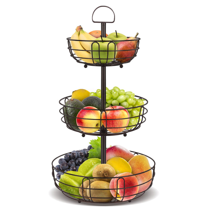 Bomclap 3 Stöckig Obstkörbe, Küche Obst Etagere aus Metall, Stehend Obstschale Gemüsekorb Aufbewahru