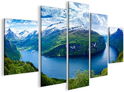 islandburner Bild Bilder auf Leinwand Fjorde V2 Norwegen MF XXL Poster Leinwandbild Wandbild Dekoart