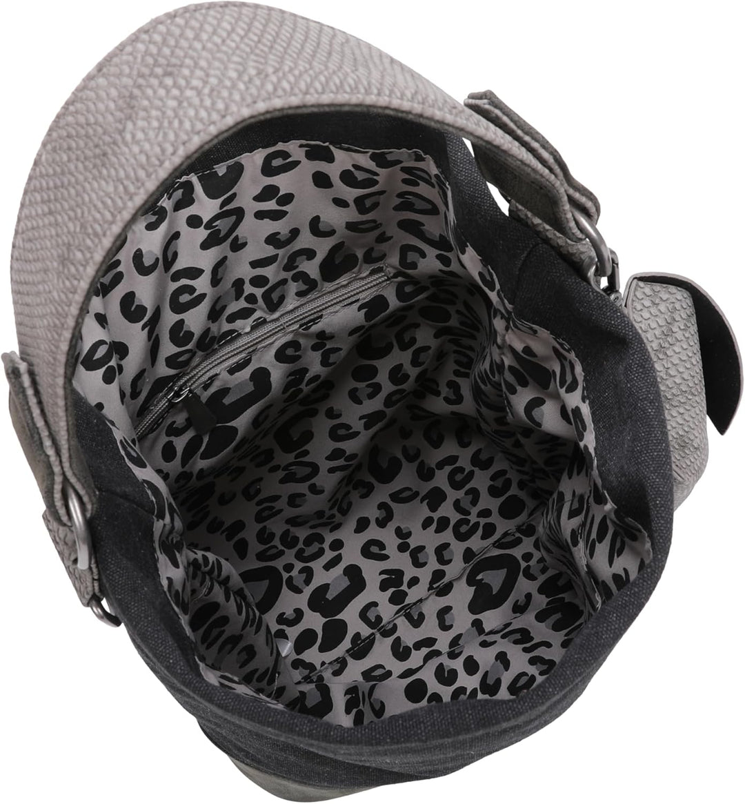Fritzi aus Preussen Damen Izzy07 Canvas Hobo-Tasche Schwarz, Schwarz