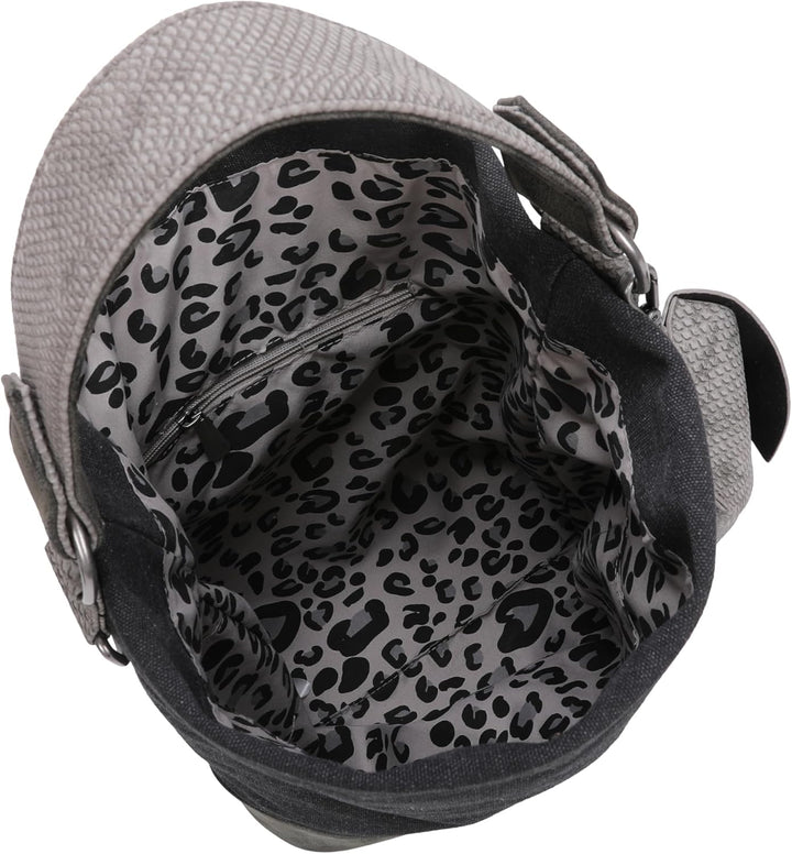Fritzi aus Preussen Damen Izzy07 Canvas Hobo-Tasche Schwarz, Schwarz