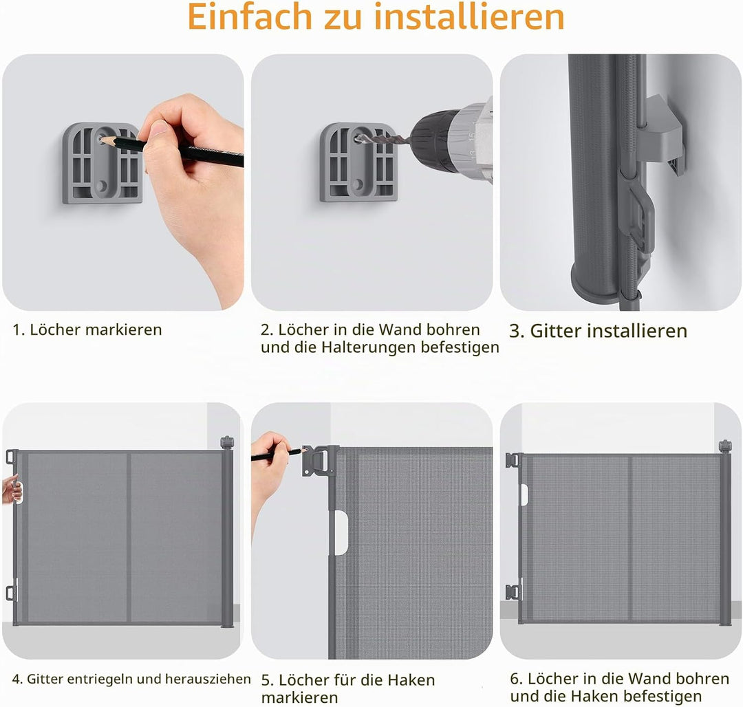 Treppenschutzgitter Türschutzgitter Ausziehbar,Verstellbares und Erweitertes Sicherheitsgitter,Abspe