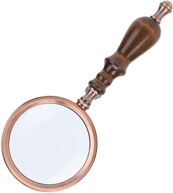 Oumefar Antik Handlupe 10X Handheld lupe Abnehmbare Holzgriff Lupen Leseinspektion Lupe Zinklegierun