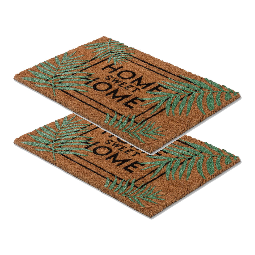 Fussmatte Kokos HSH Palmen – Türmatte 40x60 cm 2er Set – antibakterielle Eingangsmatte – Kokosmatte