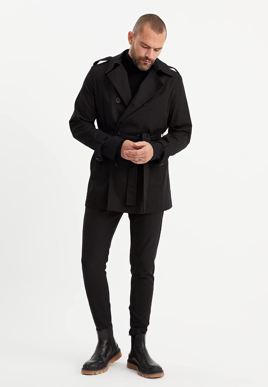 Leif Nelson Trenchcoat Herren kurze Jacke Kurzmantel Halbmantel Business Übergangsjacke Männer Lange