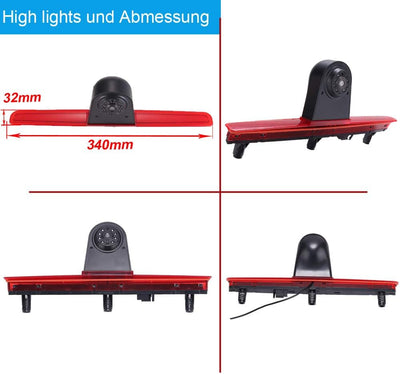 Top Mount Bremsleuchte Kamera Bremslicht Rückfahrkamera +4.3 Zoll Display Monitor Einparkhilfe Rückf