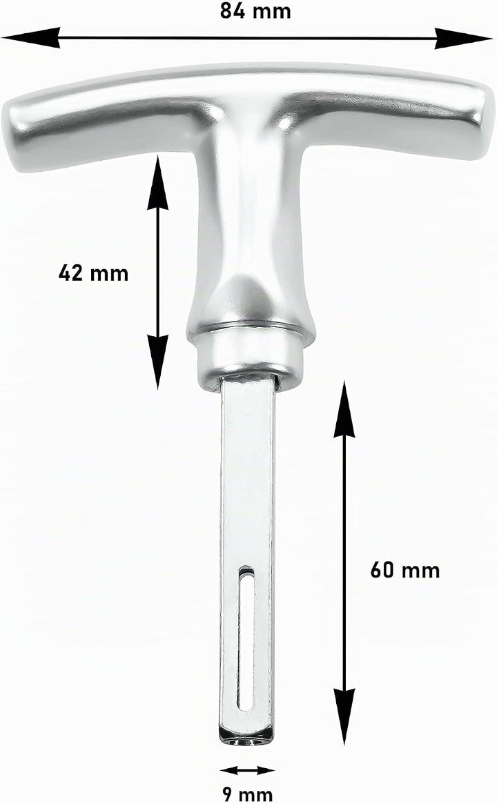 Garagentorgriff mit Innengriff, Alu F1, ergonomisch, 9x60 mm Set, 9x60 mm Set