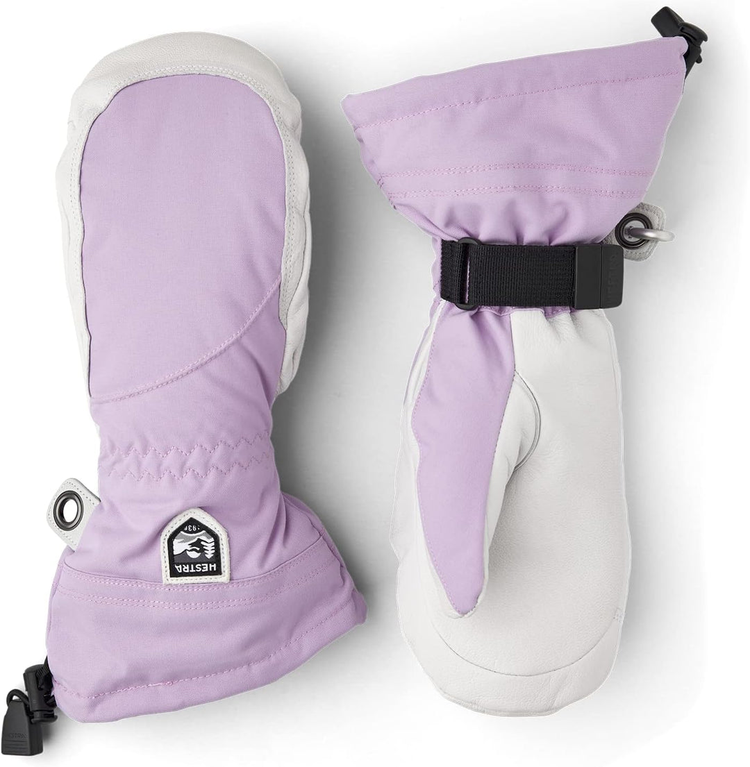 Hestra Heli Ski Damen-Handschuh, klassischer Leder-Schneefäustling zum Skifahren, Snowboarden und Be