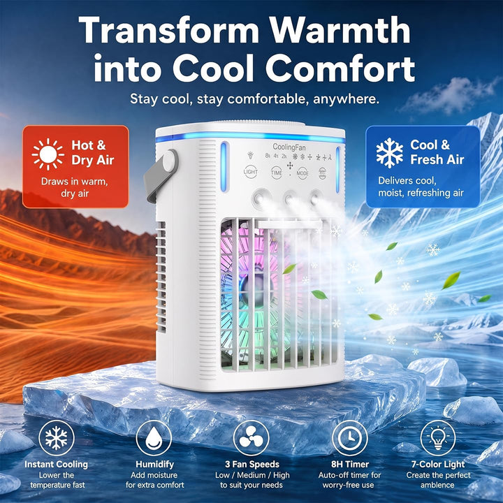 Klimaanlage Mobil,6 in 1 Mobiles Klimagerät,1000ml Mobile Klimaanlage mit Fernbedienung, 3 Geschwind