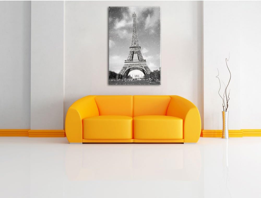 Pixxprint Eifelturm in Paris als Leinwandbild/Grösse: 100x70 cm/Wandbild/Kunstdruck/fertig bespannt,