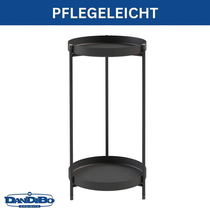 DanDiBo Blumenständer Metall Schwarz Rund 2 Etagen 52 cm 96583 Beistelltisch Blumenhocker Pflanzenst