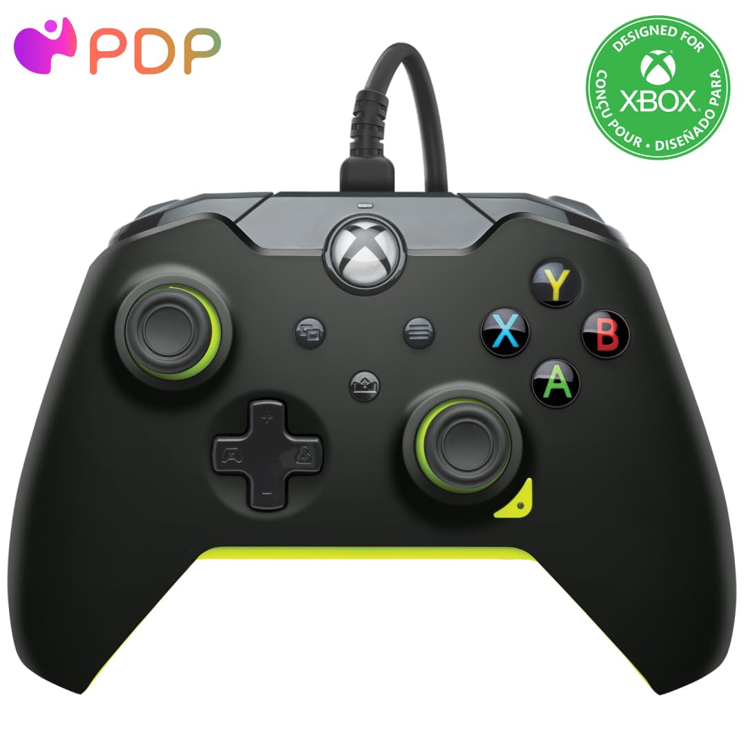 PDP verkabelt Controller Electric Schwarz für Xbox Series X|S, Gamepad, verkabelt Video Game Control