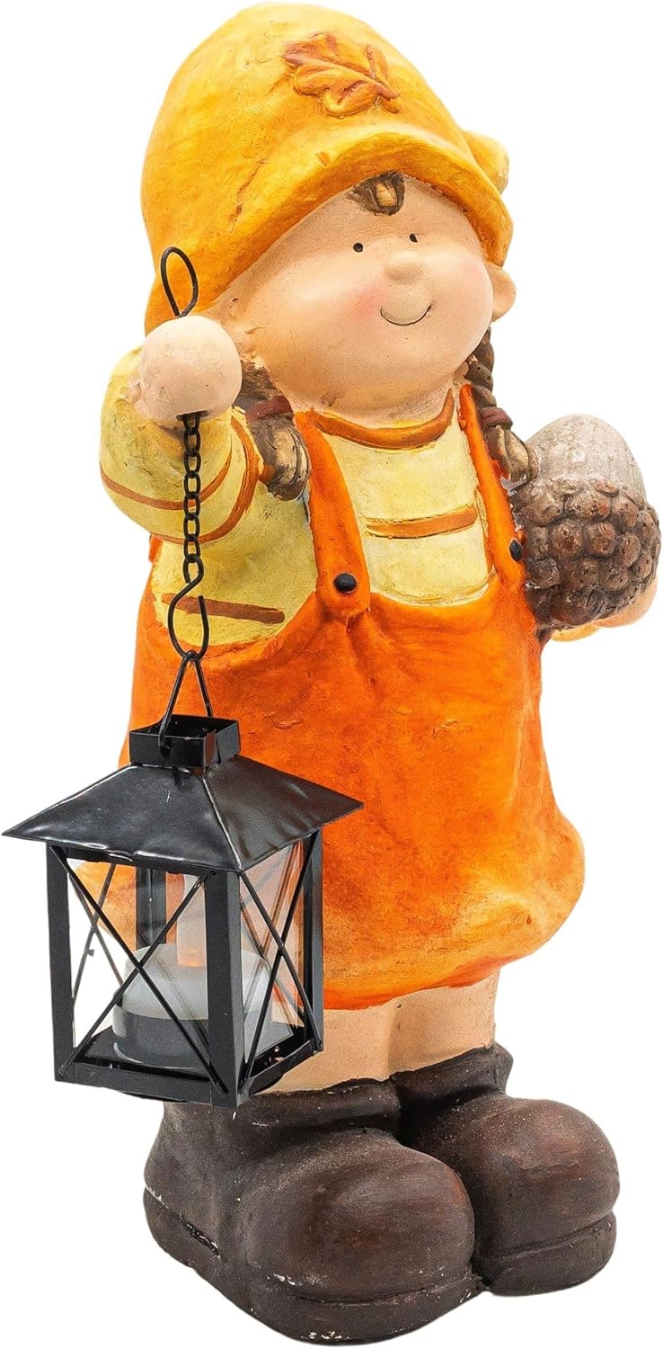 Wichtelstube-Kollektion XL 35cm hoch Gerda mit Laterne im Frühherbst Gartendeko für den Herbst deko