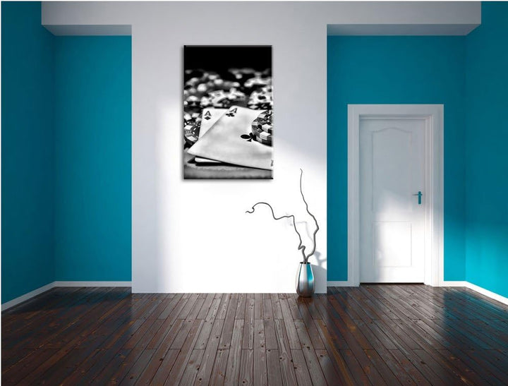 Monocrome, Spielkarten, Format: 100x70 auf Leinwand, XXL riesige Bilder fertig gerahmt mit Keilrahme