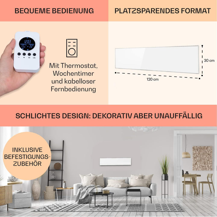 Klarstein Air Infrarotheizung, Infrarot Heizung mit Fernbedienung, Erkennung Offener Fenster, Infrar