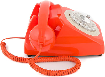 GPO 746ROTARYORA Retro Telefon mit Wählscheibe im 70er Jahre Design Orange, Orange