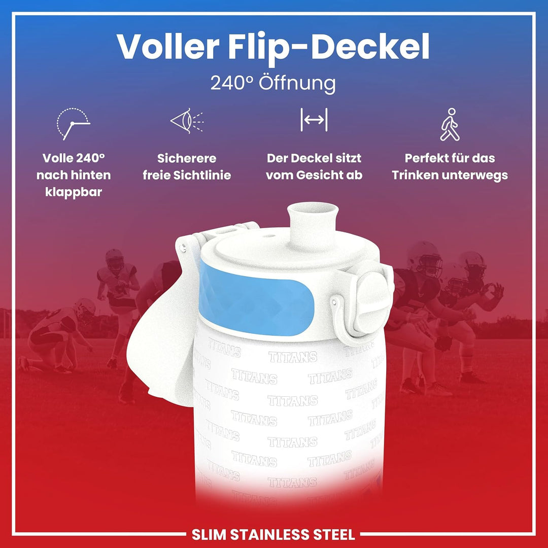 ion8 NFL Edelstahl-Trinkflasche, Auslaufsicher, Einhandöffnung, Sichere Verriegelung, Spülmaschinenf
