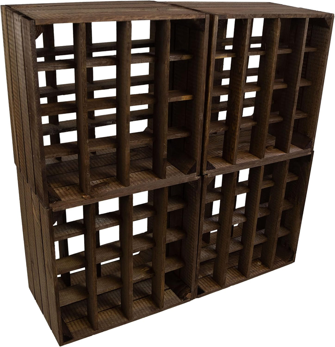 Kistenkolli Altes Land Weinregal 16er dunkel Masse 40x40x27cm Regalkiste Flaschenablage Apfelkiste/W
