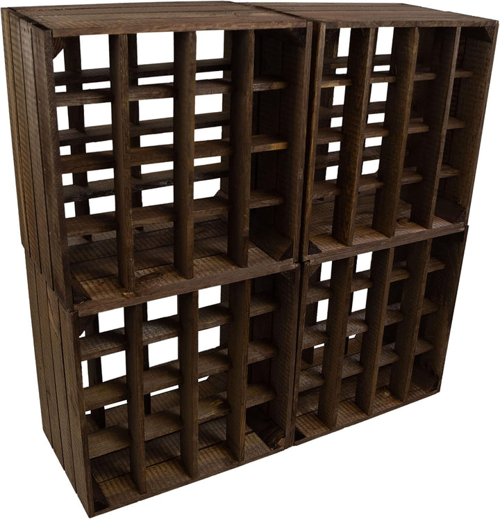 Kistenkolli Altes Land Weinregal 16er dunkel Masse 40x40x27cm Regalkiste Flaschenablage Apfelkiste/W