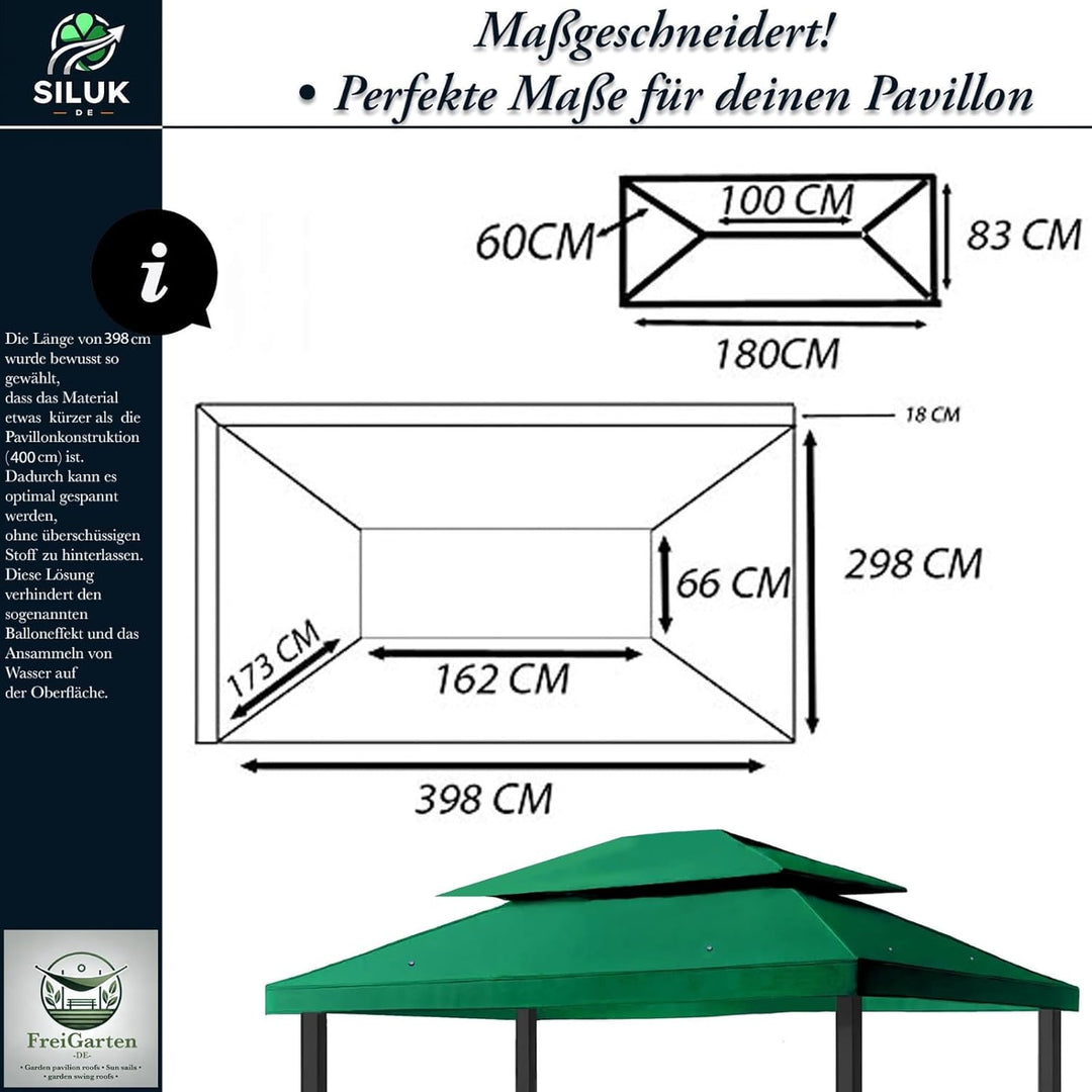 freigarten.de Ersatzdach für Pavillon 3x4 Meter Wasserdicht Material: Panama PCV Soft 370g/m² extra