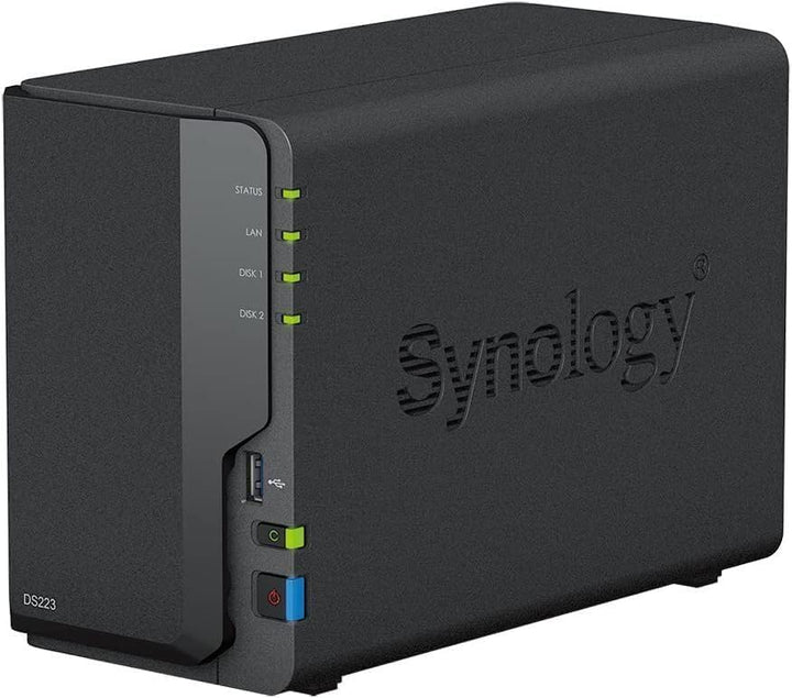 Synology DS223 2-Bay Diskstation NAS (Realtek RTD1619B Quad-Core 2GB Ram 1xRJ-45 1GbE LAN-Port) 24 T
