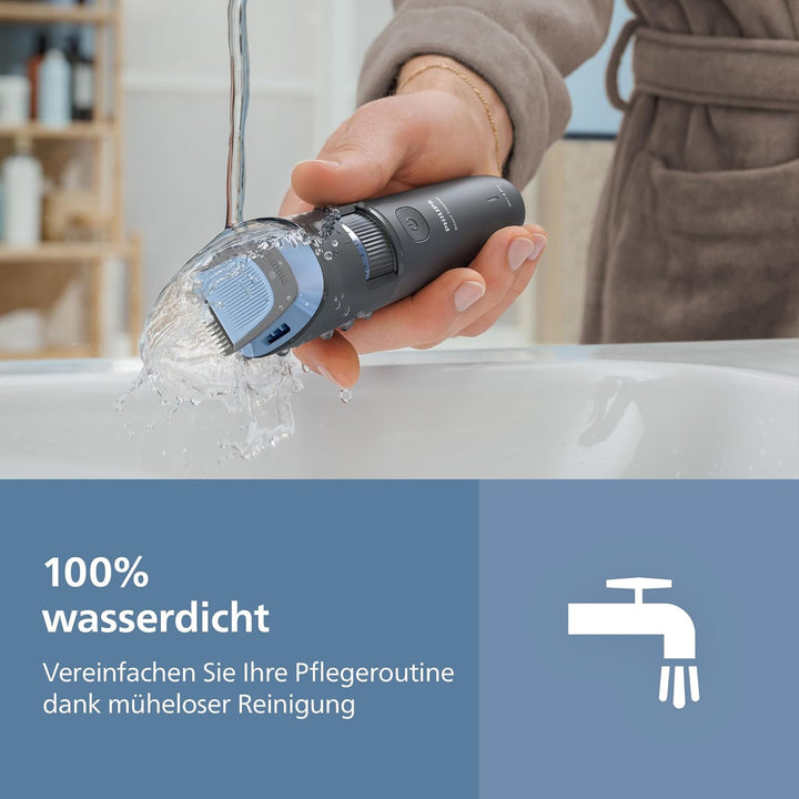 Philips Bartschneider 3000er-Serie – selbstschärfende Klingen mit abgerundeten Spitzen, 20 Längenein