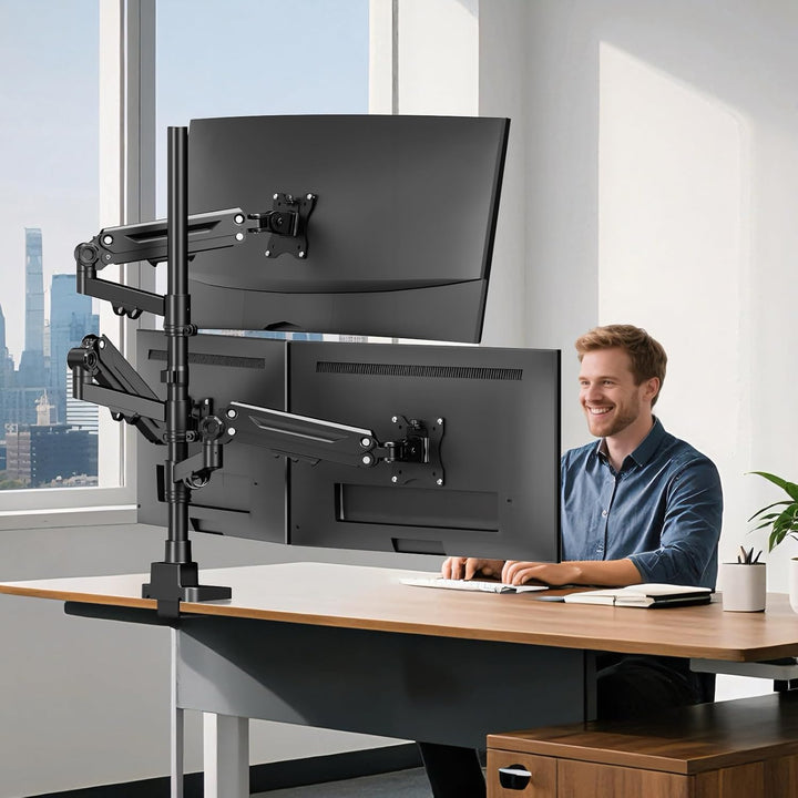 PUTORSEN Monitor Halterung 3 Monitore für 17-35 Zoll Bildschirm, Monitorhalterung 3 Monitore Höhenve