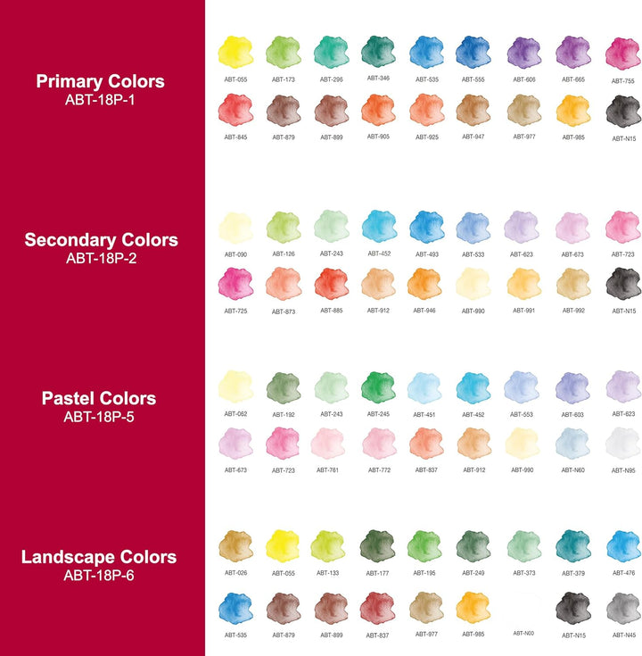 Tombow ABT-18P-1 Fasermaler Dual Brush Pen mit zwei Spitzen 18er Set, primärfarben