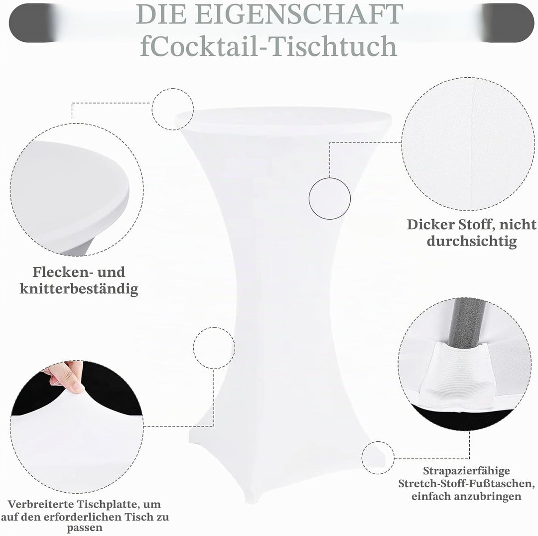 Pesonlook 3er-Set Stretch Stehtisch Husse für Bistrotisch Ø 60-65 cm Elegante,Verstärkung im Fussber