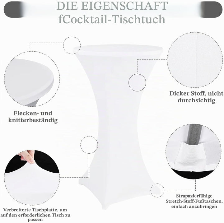 Pesonlook 3er-Set Stretch Stehtisch Husse für Bistrotisch Ø 60-65 cm Elegante,Verstärkung im Fussber