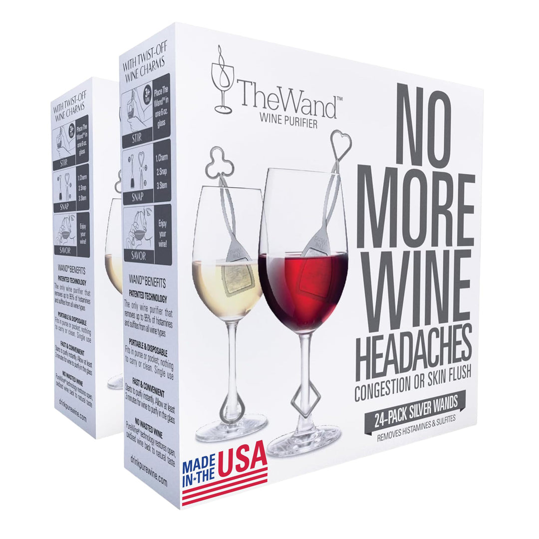 PureWine Weinfilter „The Wand“ mit Weinglas-Anhänger | Entfernt Histamine & Sulfite – weniger Kopfsc