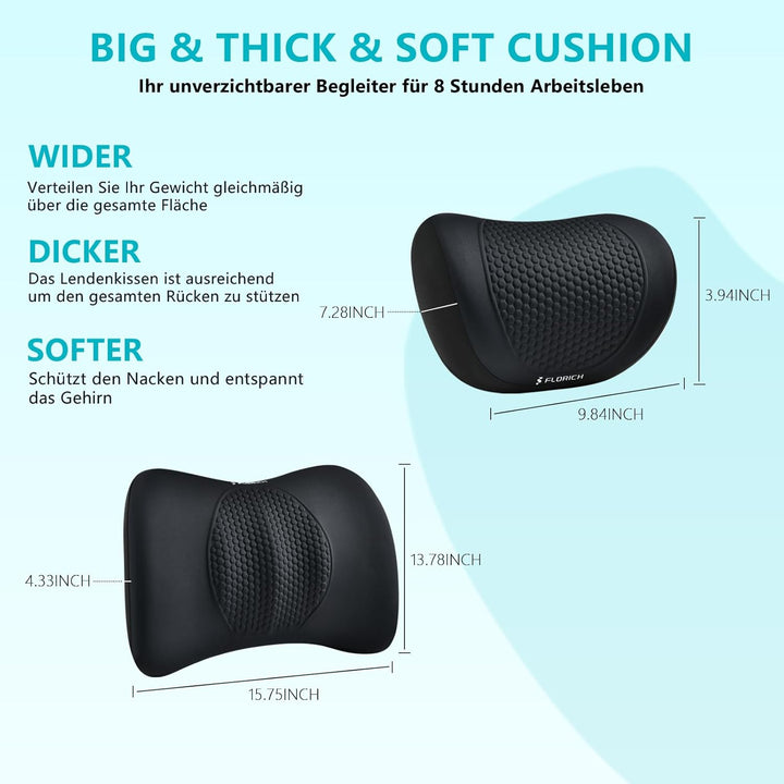 FLORICH Auto Sitzkissen und Lendenkissen Memory Foam Schreibtischstuhl Kissen Ergonomisches Sitzkiss