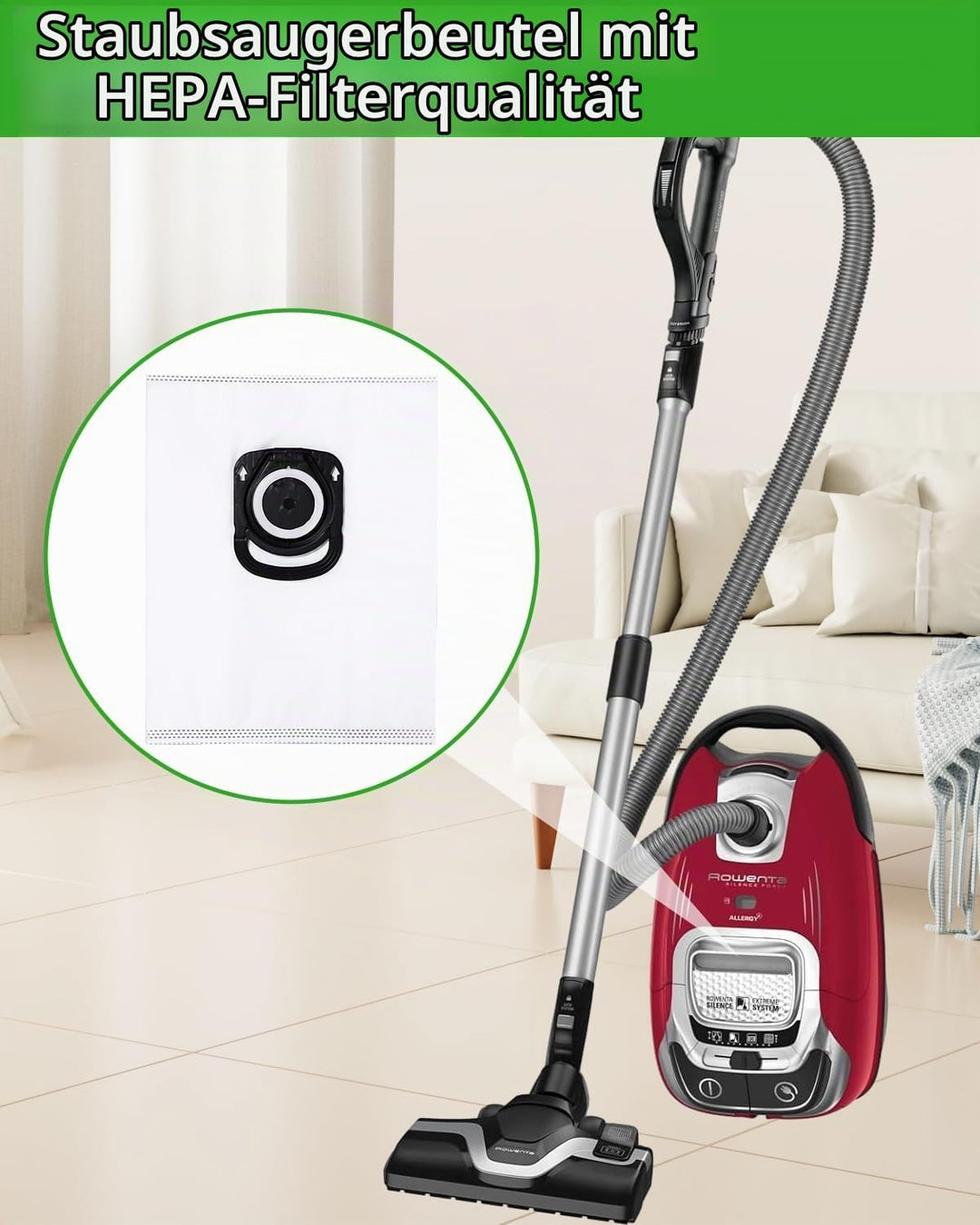 12 Staubsaugerbeutel für Rowenta Hygiene + ZR200520 ZR200720, Silence Force Modelle, Kompatibel Mit