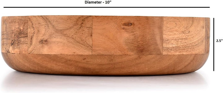 Kaizen Casa Runde Servierschale aus Holz für Obst, Dessertplatte, Tablett, Küche, Esszimmer, Obst, D