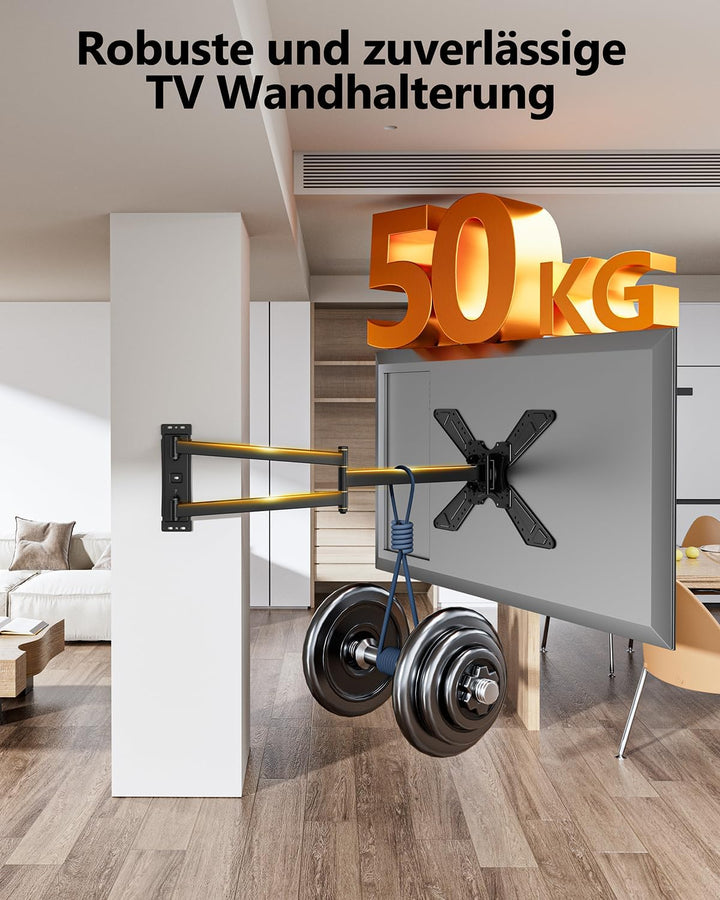 TV Wandhalterung Schwenkbar für 32-75 Zoll Fernseher, 180° Drehung von Querformat zu Hochformat Ecke