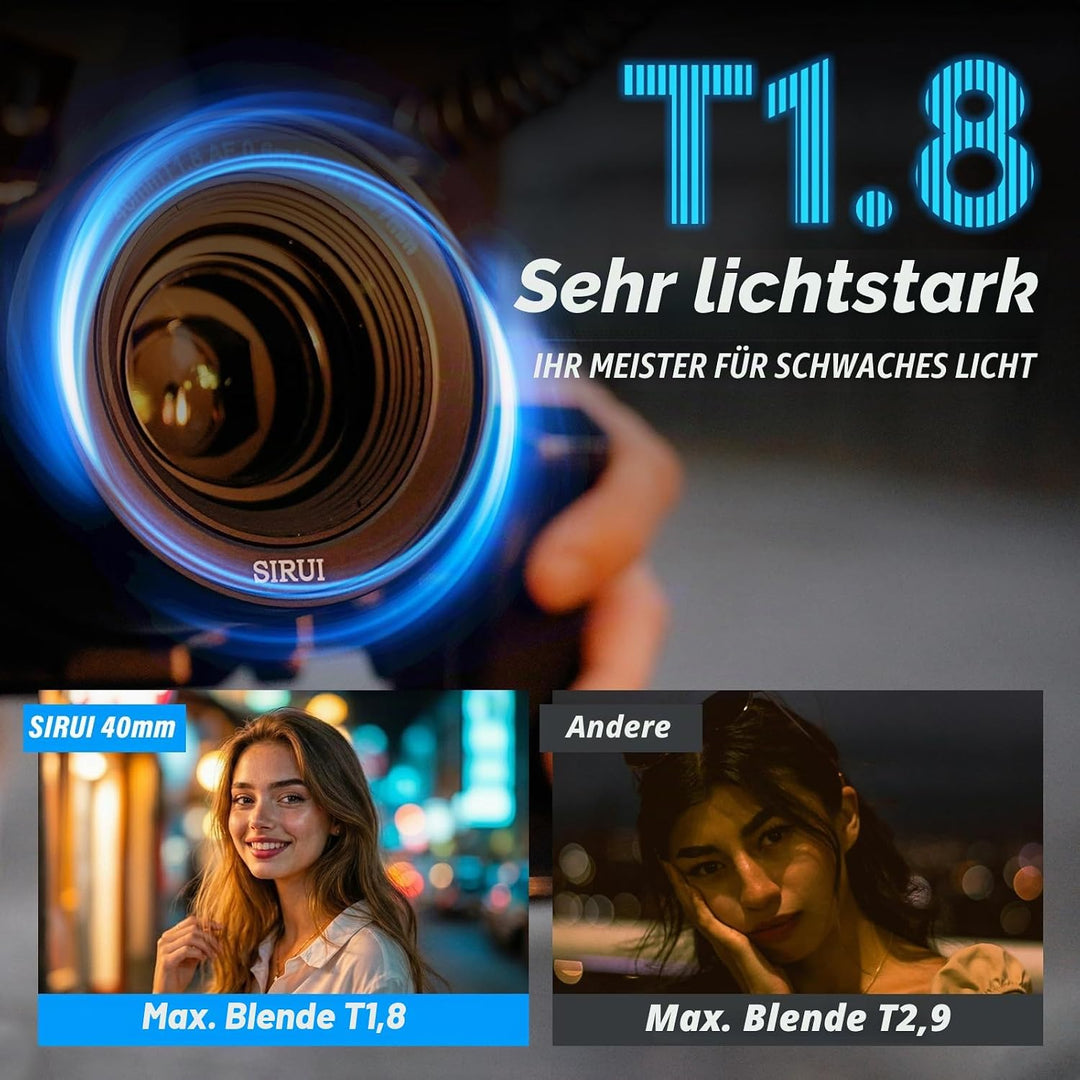 SIRUI 40mm T1.8 1.33X Anamorphotisches Objektiv, S35 Autofokus-Objektiv für Z-Mount-Kameras, Z5, Z50