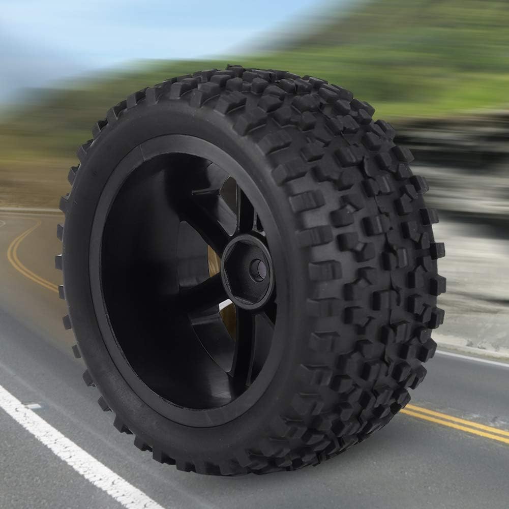 Qiterr 4pcs RC Auto-Reifen, 1/10 RC LKW-Gummireifen-Rad-Reifen-Zusätze für das Laufen des Buggy-Kett