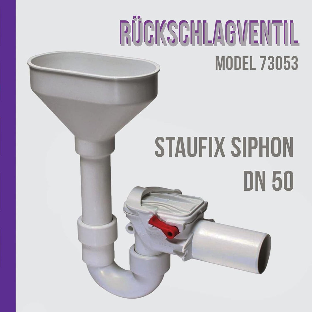 Kessel 73053 Staufix U-Biegungsstück mit Rückschlagventil für Heizungsanlage Überlauf Ø 50 mm