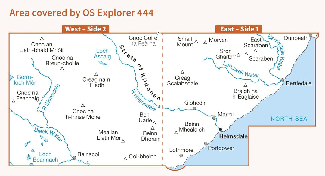 Helmsdale and Strath of Kildonan (OS Explorer Map, Band 444), Karte