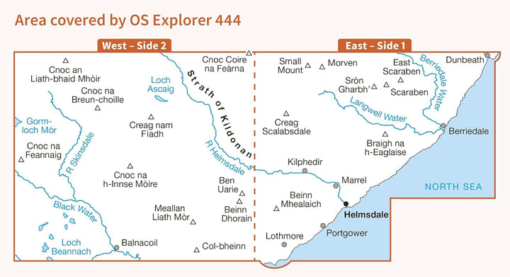 Helmsdale and Strath of Kildonan (OS Explorer Map, Band 444), Karte
