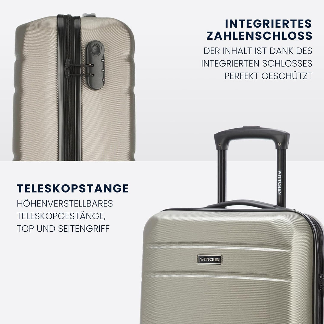 WITTCHEN Globe Line Reisekoffer Handgepäck Kabinengepäck Trolley Hartschale aus ABS mit 4 Rollen Zah